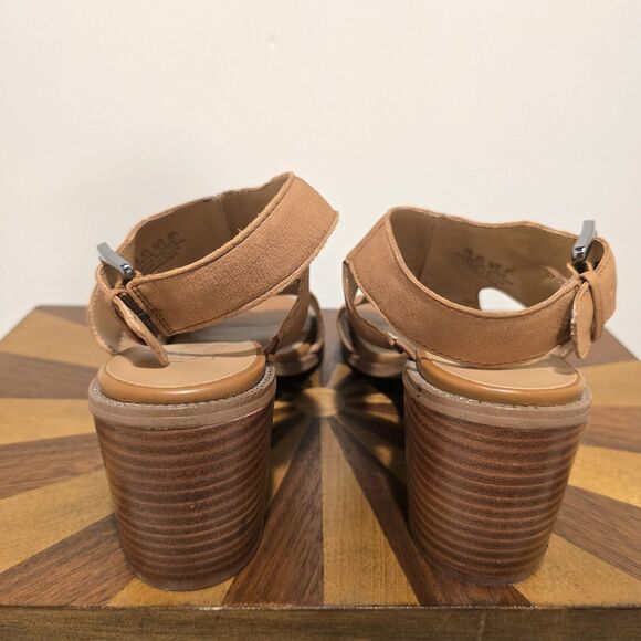 FRANCO SARTO BROWN LEATHER COMFORT SANDALS SIZE 8.5 M Womens Block Heel Boho - Picture 9 of 13